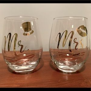 Mr. & Mrs. Stemless Wine Glasses